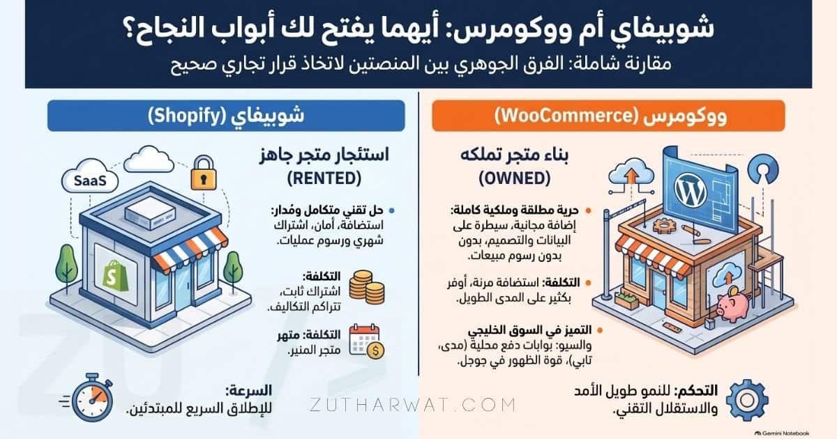 الفرق بين شوبيفاي وووكومرس لمتجرك الإلكتروني